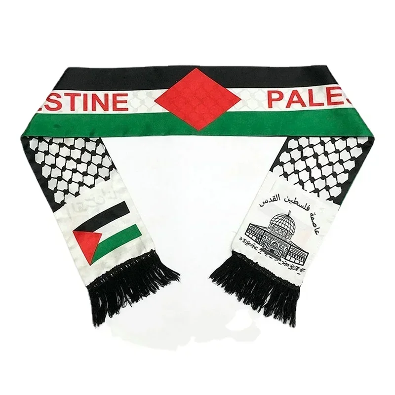 Palestine Scarf 130cm * 14cm Printed Satin Face National Day Flag Palace Map Scarf Shawl