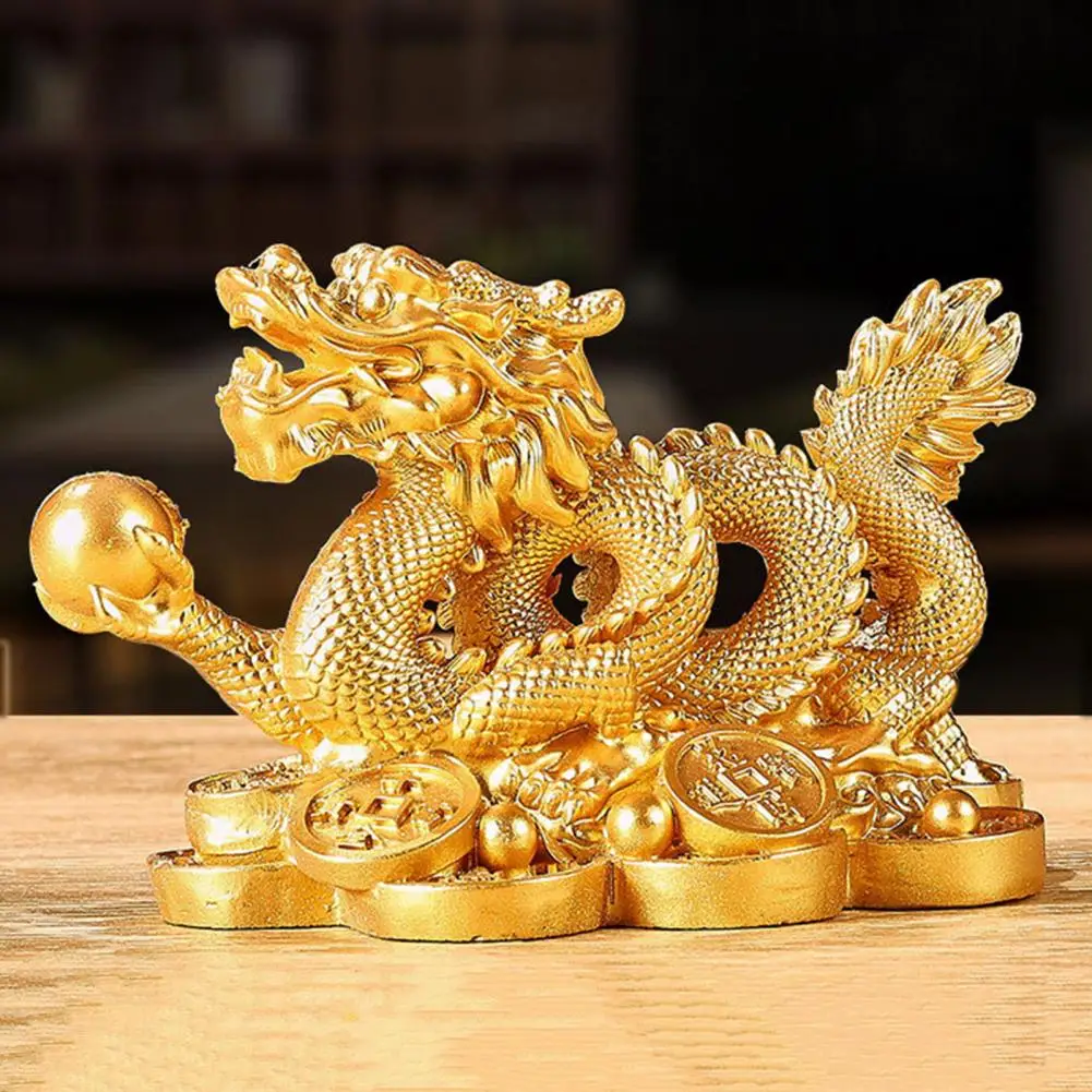 2024 Chinese Zodiac Dragon Statue Model Year of The Dragon Figurine Resin Attract Wealth Good Luck Dragon Sculpture Office Decor