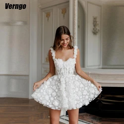 Verngo-vestidos de novia cortos de corte en A, vestidos de novia con tirantes finos, vestidos de novia con cordones en la espalda para mujer, vestidos de novia personalizados 2024