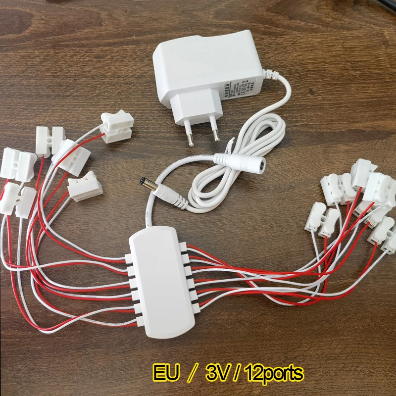 3V/12V AC/DC Adapter Voeding met 6/12 poorten EU Power adapter Uitgang voor Model Led Licht Lamp/Spoorweg/Spoorweg/Trein Layout