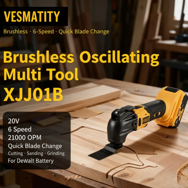 Brushless Oscillating Multi Tool XJJ01B Quick Blade Change 20V 6 Speed 21000 OPM for Cutting Sanding Grinding for Dewalt Battery