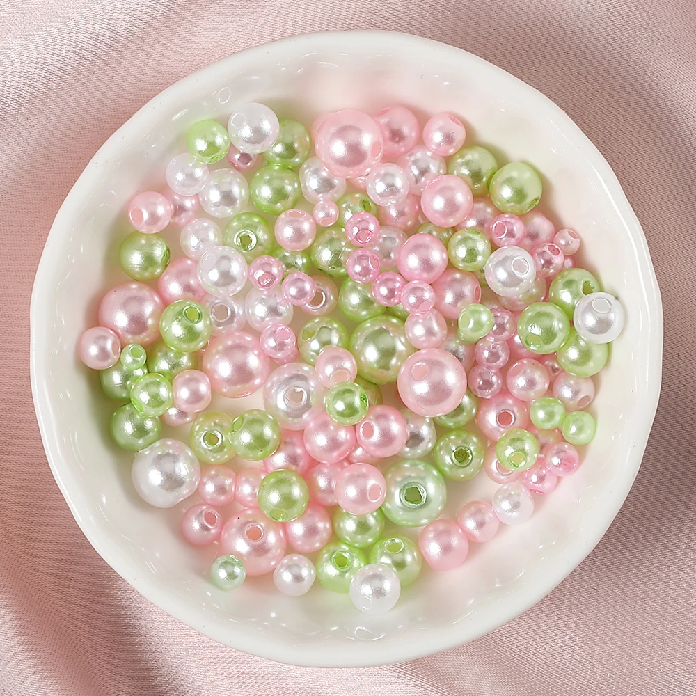 About 150pcs 3-8mm Mixed Beads Colorful Imitation Pearls Plastic Beads for DIY Bracelet Necklace Jewelry Making Accessories image 5