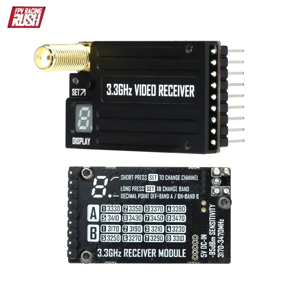 وحدة إرسال RUSHFPV 3.3G 4W VTX ومجموعة استقبال نقل الفيديو 3.3G لطائرات بدون طيار ذات أجنحة ثابتة طويلة المدى RC FPV