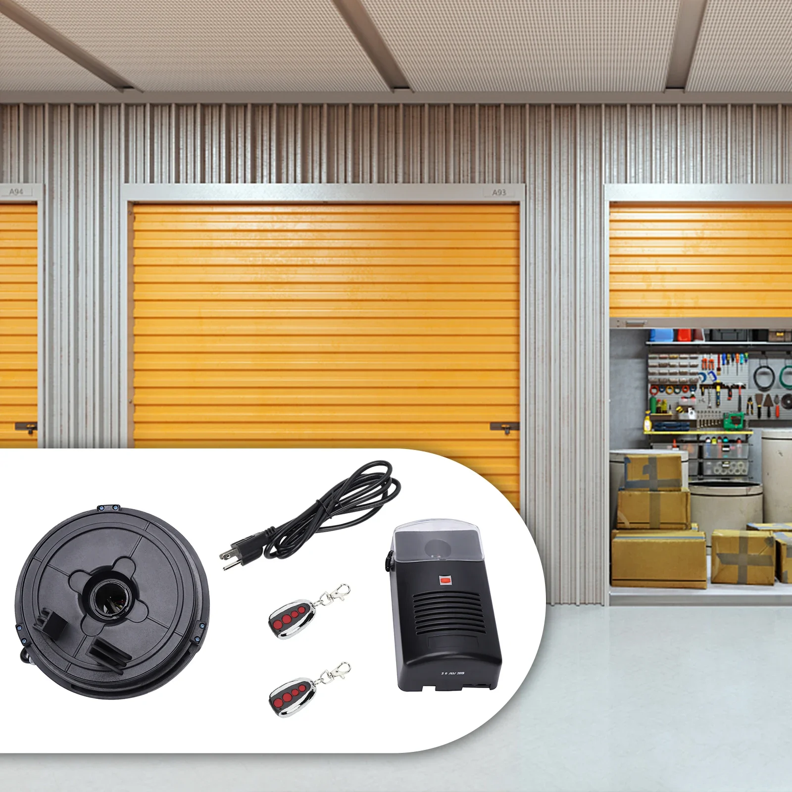 

Automatic Roller Door Opener with Remote, 110V 80W Commercial Rolling Opener 250N Garage Door Motor Wall Mount Roll Up