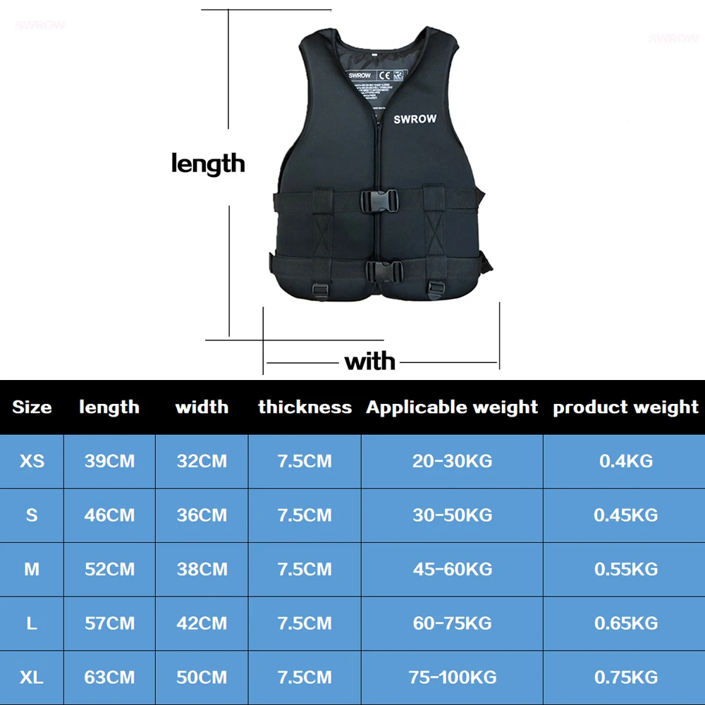 Gilet de Sauvetage en Néoprène pour Adulte, Maillot de Bain de Survie, Kayak, Rafting, Bateau, Flottabilité, Sécurité