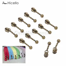 20pcs/lot Zipper Sliders Metal 3# Nylon Zippers Replace Pulls Drop Shape Antique Bronze DIY Craft Sewing Accessories Hicello