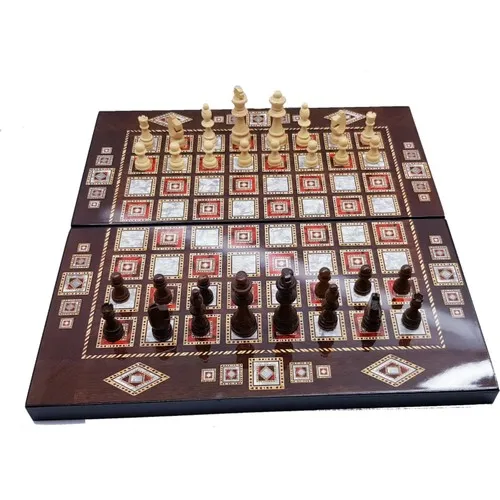 2021 New 2 in 1 Backgammon and Chess Set Wooden Figured Large Size Mother of Pearl Game Fun Games Fast Delivery Free Shipping