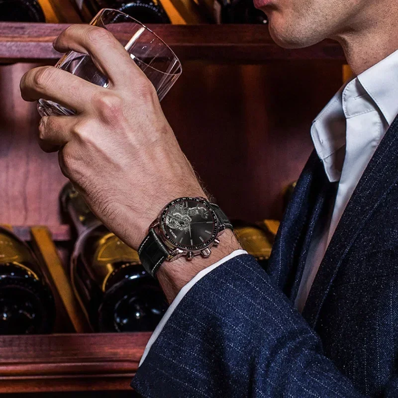 2025 Nuovo Orologio di Moda Da Uomo Tigre Orologi Casual Cinturino In Pelle Analogico Da Polso Al Quarzo Da Uomo Montre Homme Reloj Hombre