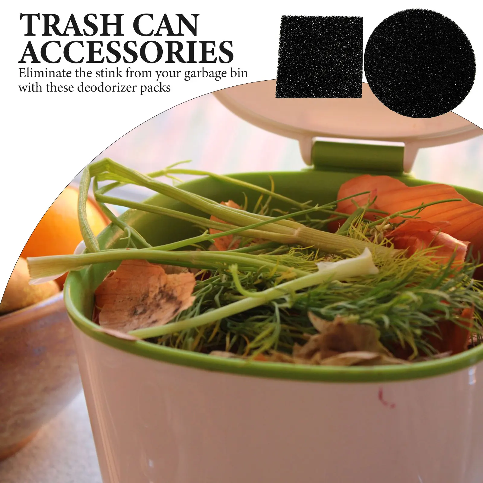 

8pcs Compost Bin Filter Cotton Kitchen Trash Can Odor Remover Pads Square Round Replacement Filters Garbage Accessories