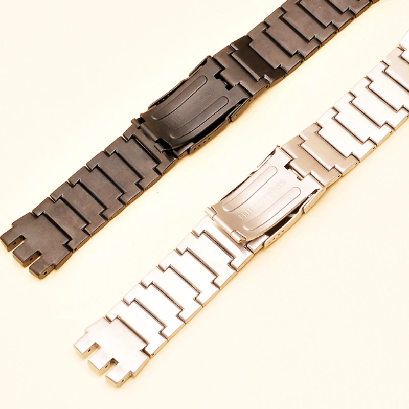 23mm Stainless Steel Watchband Solid Silver Black For Swatch Men Irony Big Size Watch Strap Folding buckle Bracelet Accessories