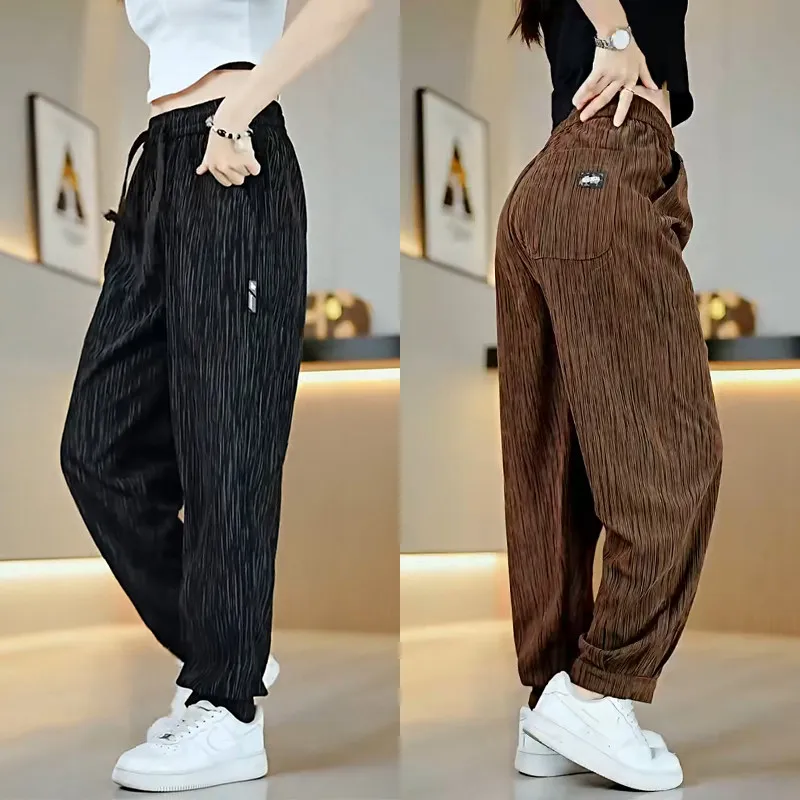 

American Style Loose Casual Pants Women's Trendy Brand Versatile Breathable Cuffed Summer Thin Fashionable Harlan Long Pants