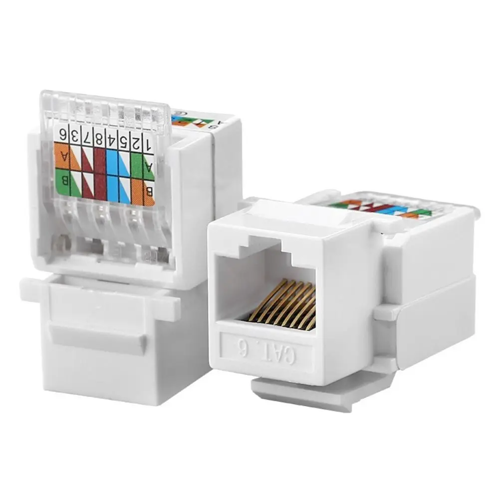Wall Adapter Cat5e Cat6 RJ45 Ethernet Module Tool-Less White Module Coupler Computer Module