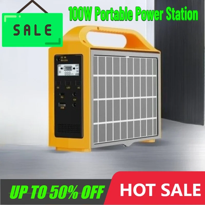 

76.8WH Portable Power Station Solar Power Generator Outdoor Camping with Solar Panel Power Bank 24000mAh LED for Camping