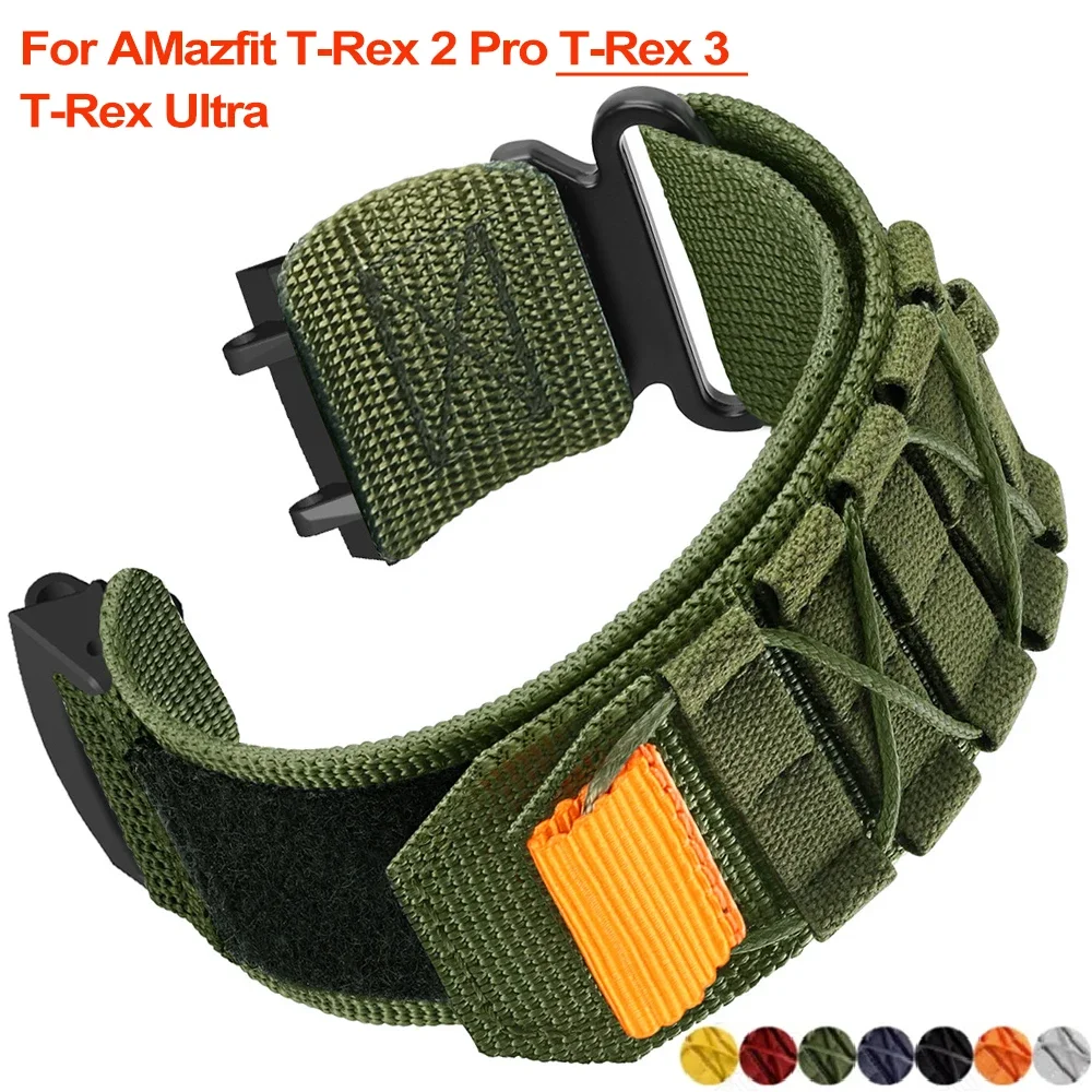 حزام نايلون ملون لـ Huami Amazfit T-rex 2 3 Ultra سوار لـ Amazfit T-rex Pro Tyrannosaurus العصابات استبدال معصمه