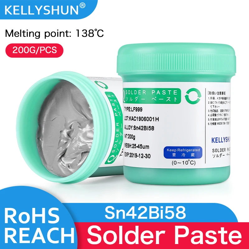 KELLYSHUN 200g Solder Paste Welding Equipment Tools Sn42Bi58 Flux for Soldering Welder Liquid Lead-free SMD BGA PCB LED Repair