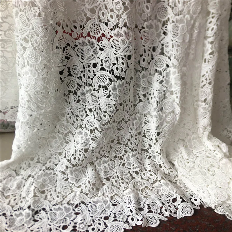 Floral Pattern Hollow Lace Fabric Embroidered Cotton Fabric Hollow Out Lace Fabric