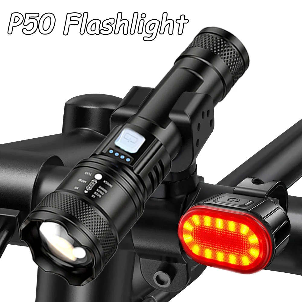 AliExpress NONE 2000LM Bicycle Front Light Bright Bike Led Zoom Flashlight Bicycle Lantern USB Rechargeable MTB Bike Rear Lamp for Cycling