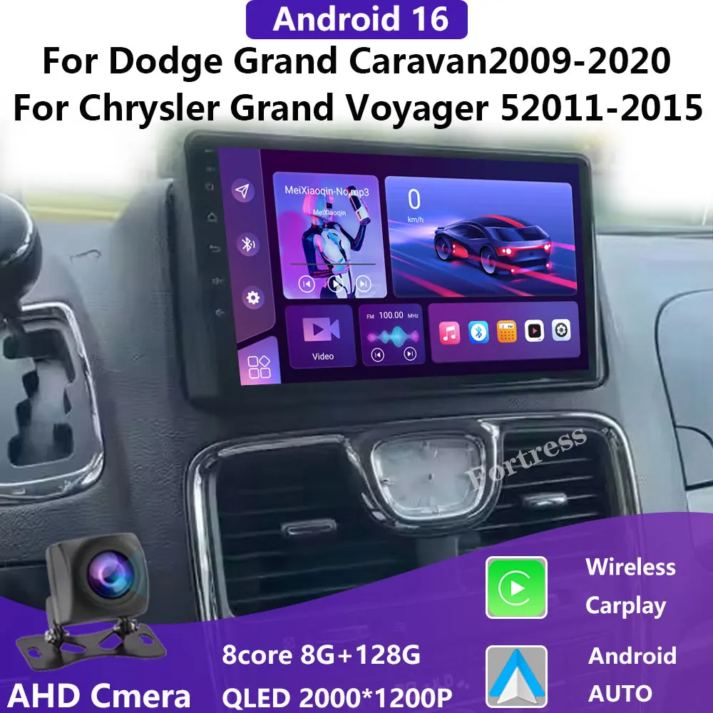 Android 16 para chrysler grand voyager 5 2011 - 2015 para dodge grand caravan 2008-2020 4g wifi rádio do carro multimídia 360 câmera