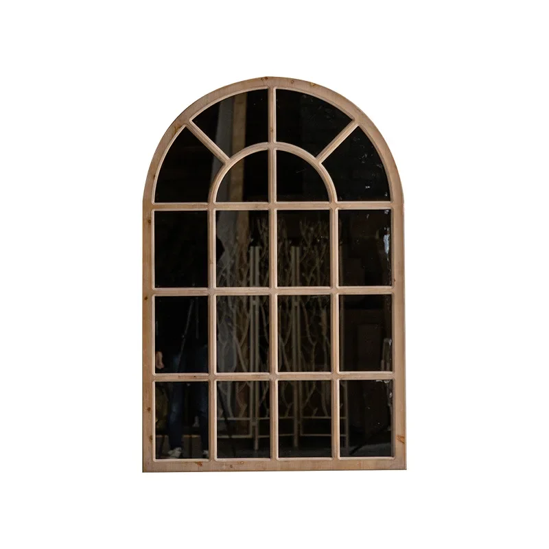 Literary style wall, decorative grille mirror, wall-mounted wall decoration curved wall-mounted full-body mirror