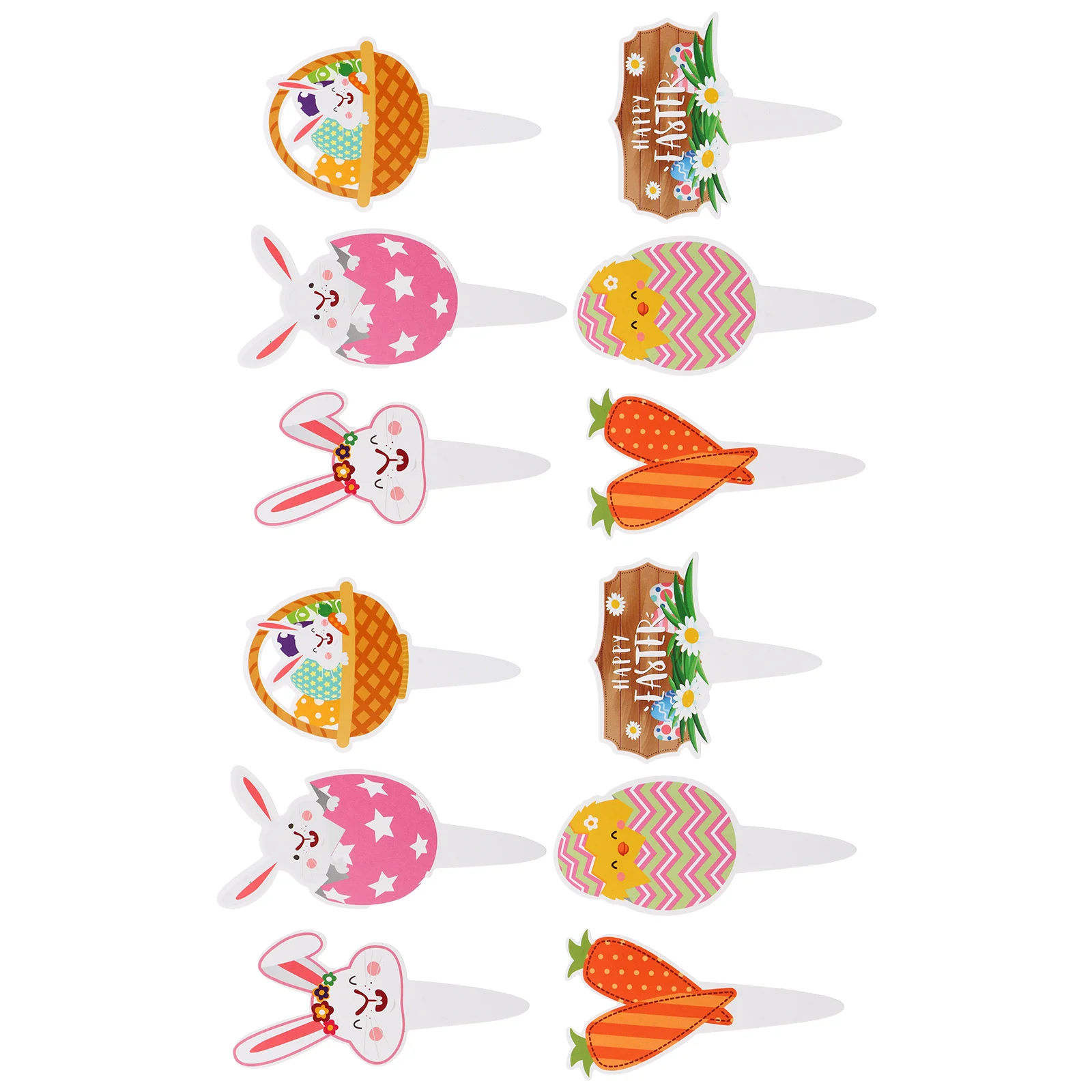 12 Pcs Easter Cake Insert Dessert Decoration Adornments Ornament Happy Birthday Decorations Bunny Cupcake Topper Carrot