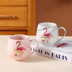 Creative Marble Ceramic Mug Flamingo Coffee Mug Tea Cup Office Bar Couple Gifts