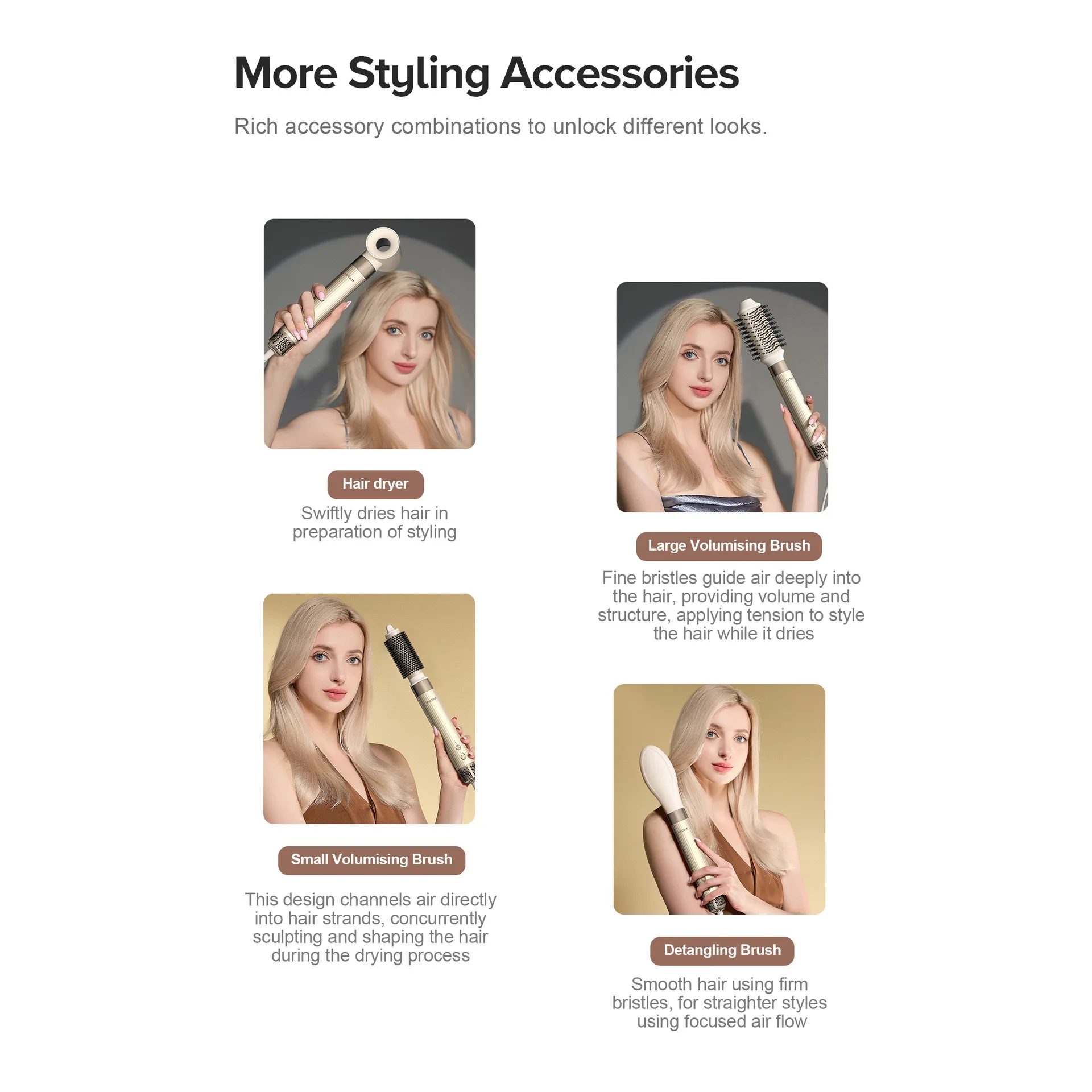 المهنية 6 في 1 Airbot Aria11000RPM عالية السرعة مصفف شعر متعدد الطراز مجفف الشعر الهواء الساخن بوش مكواة فرد الشعر