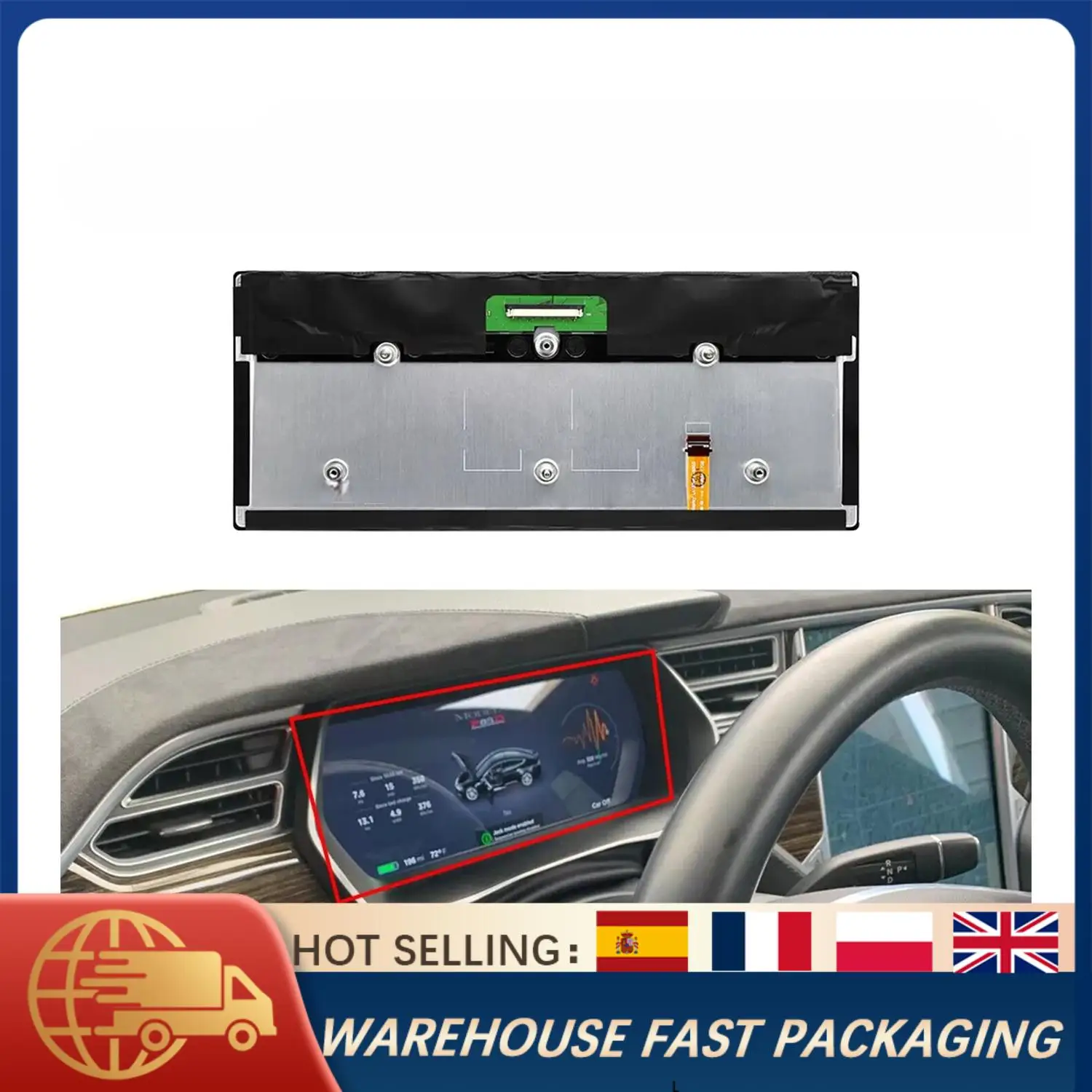 

12.3" Digital Instrument Cluster LCD Display Replacement For Tesla Model S S2 X GEN2 2014-2021 LA123WF1(SL)(01) Dashboard Screen