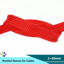 Red PET Braid Sleeve 2/4/6/8/10/12/14/16/20/25/30/35/40/50/60mm High Density Insulated Snake Skin Wrap Case Cable Protect Sheath