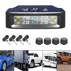 Temperature Warning Fuel Save Car Tyre Pressure Monitor With 4 External Sensors Solar TPMS Tire Pressure Monitoring System