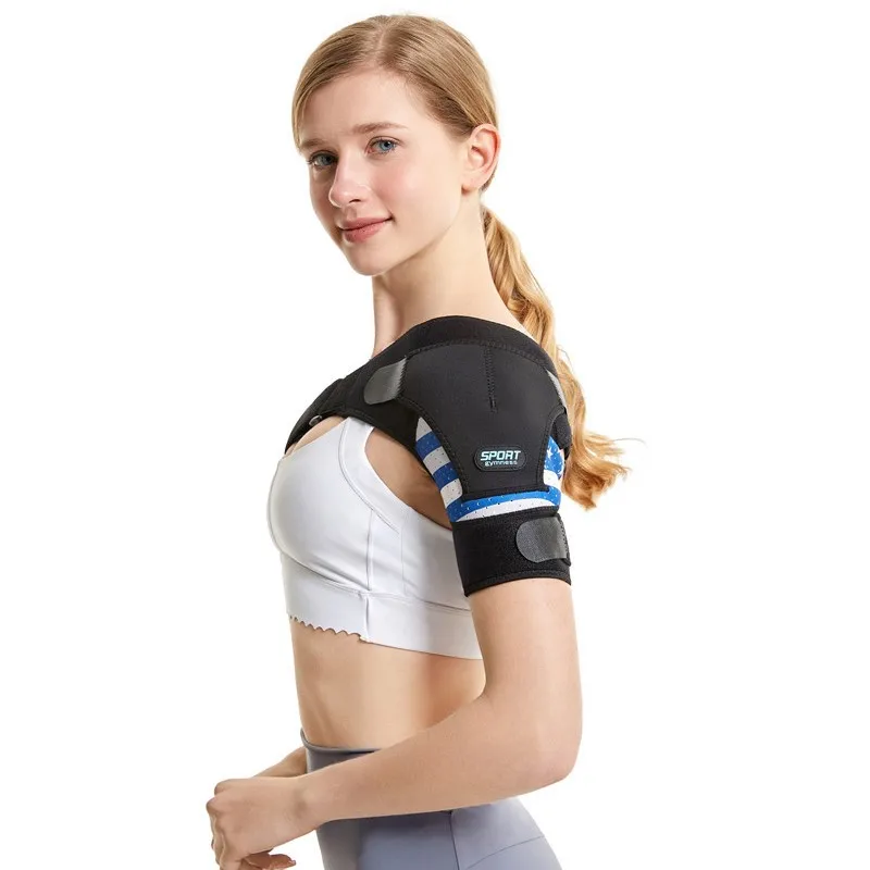 Unisex Adjustable Shoulder Brace Sports Care Single Shoulder Support Bandage Protection Back Brace Guard Strap (can add ice bag)