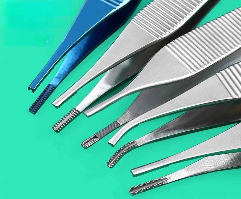 

Cartilage Forceps Stainless Steel Ear CartilageNose Toothed Tissue 12.5cm Gold Handle Fine Plastic
