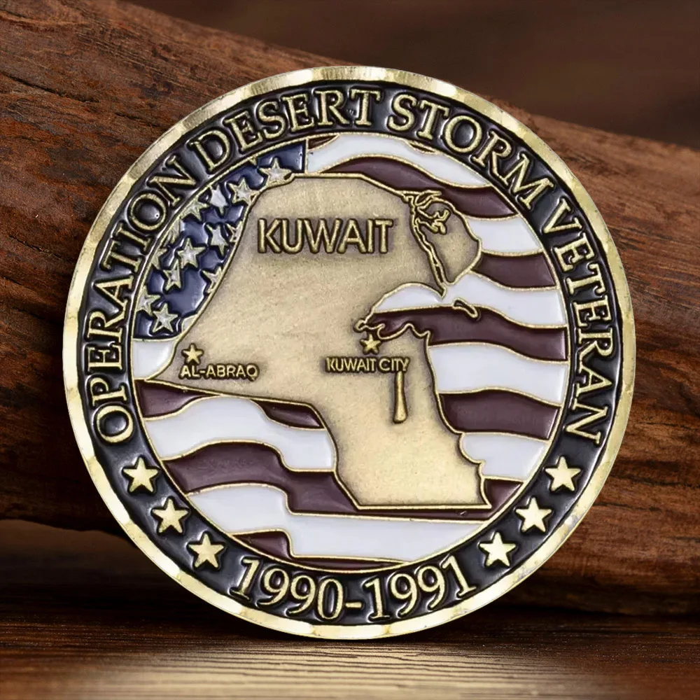 Kuwait War Commemorative Coins 1990-1991 United States Operation Desert Storm Veteran Bronze Plated Souvenir Coin
