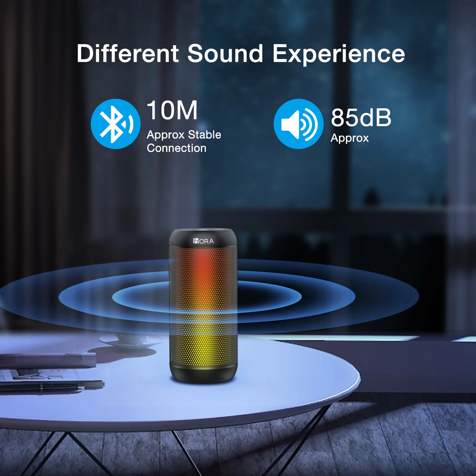 1HORA سماعة لاسلكية تعمل بالبلوتوث المتكلم المحمولة في الهواء الطلق المتكلم مع RGB التنفس ضوء مرحبا فاي جودة الصوت واضحة دعم الاقتران TWS