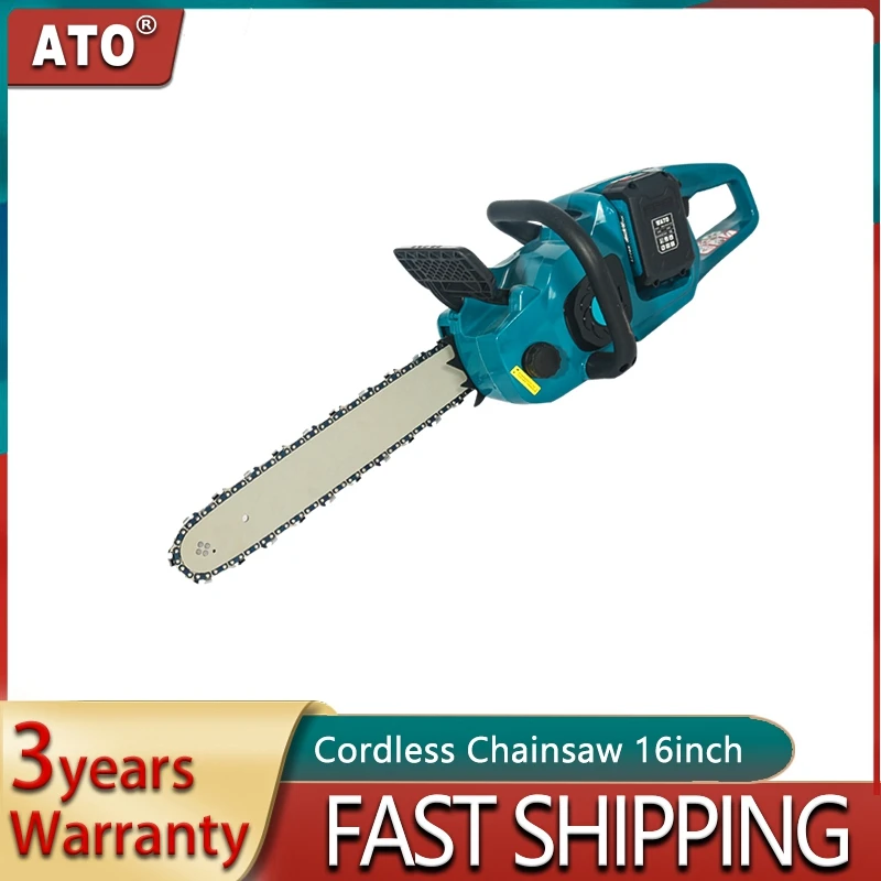 ATO Cordless Chain Lithium Battery Woodworking Brushless Chainsaw 16inch Electric Garden Tools For Makita 18V Battery