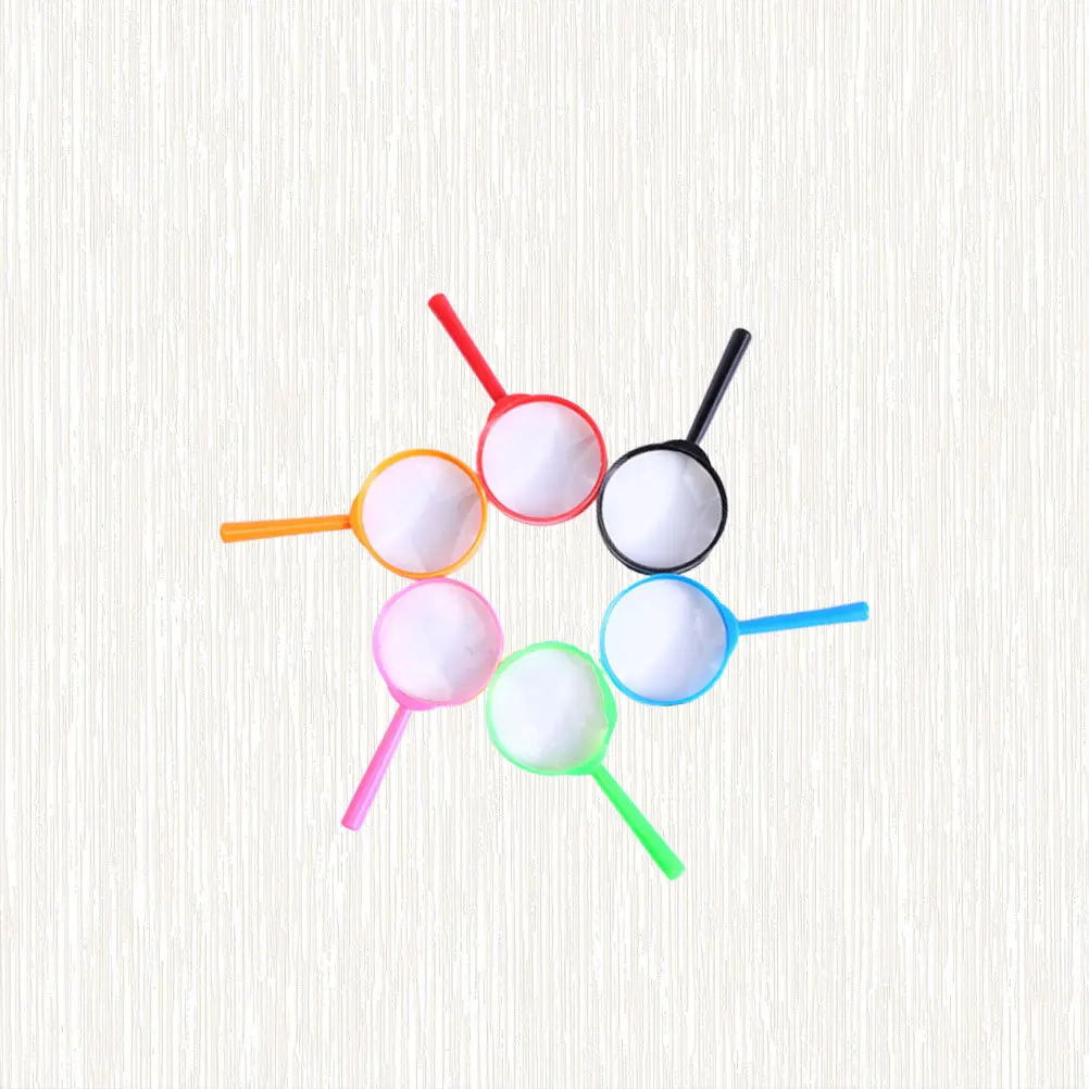 6pcs Colored Acrylic Magnifying Glass Kids Plastic Magnifier For Science Experiments Learning Tool Inspection Jewelry Stamps