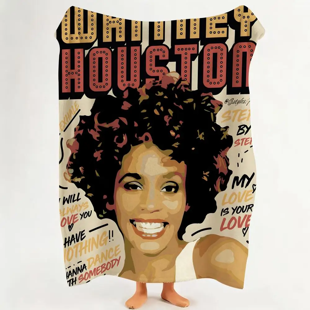 Music W-Whitney H-Houston Throw Flannel Throw Blanket Suitable for Sofa、Living Room、Bedroom