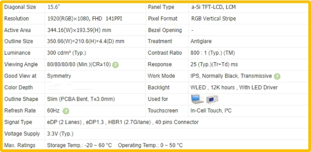 LP156WFD-SPZ1 LP156WFD SPZ1 15.6 inch FHD 1920x1080 Laptop Display LCD Screen No-touch IPS Panel 60Hz 40pins