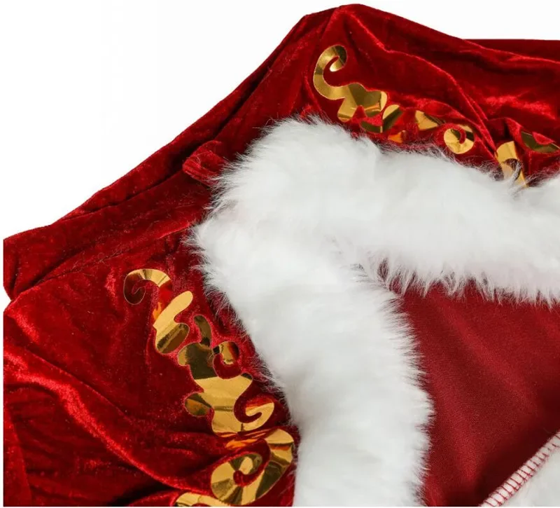 Plus Size Deluxe Velvet Adults Christmas Costume Cosplay Couple Santa Claus Clothes Fancy Dress Xmas Uniform Suit For Men Women