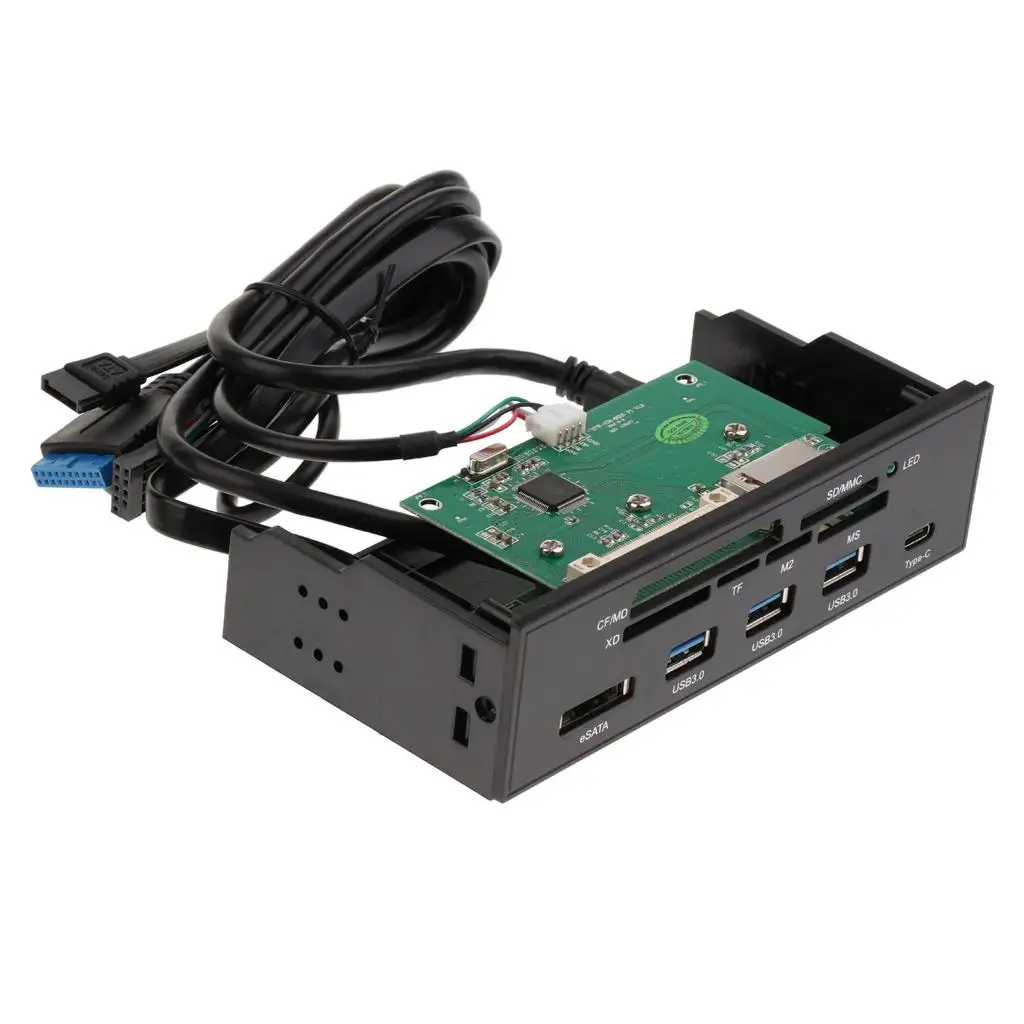 Type C USB 3.0 Front Panel Hub Multi Card Reader Adapter for Desktop Computer 5.25 Bay Metal