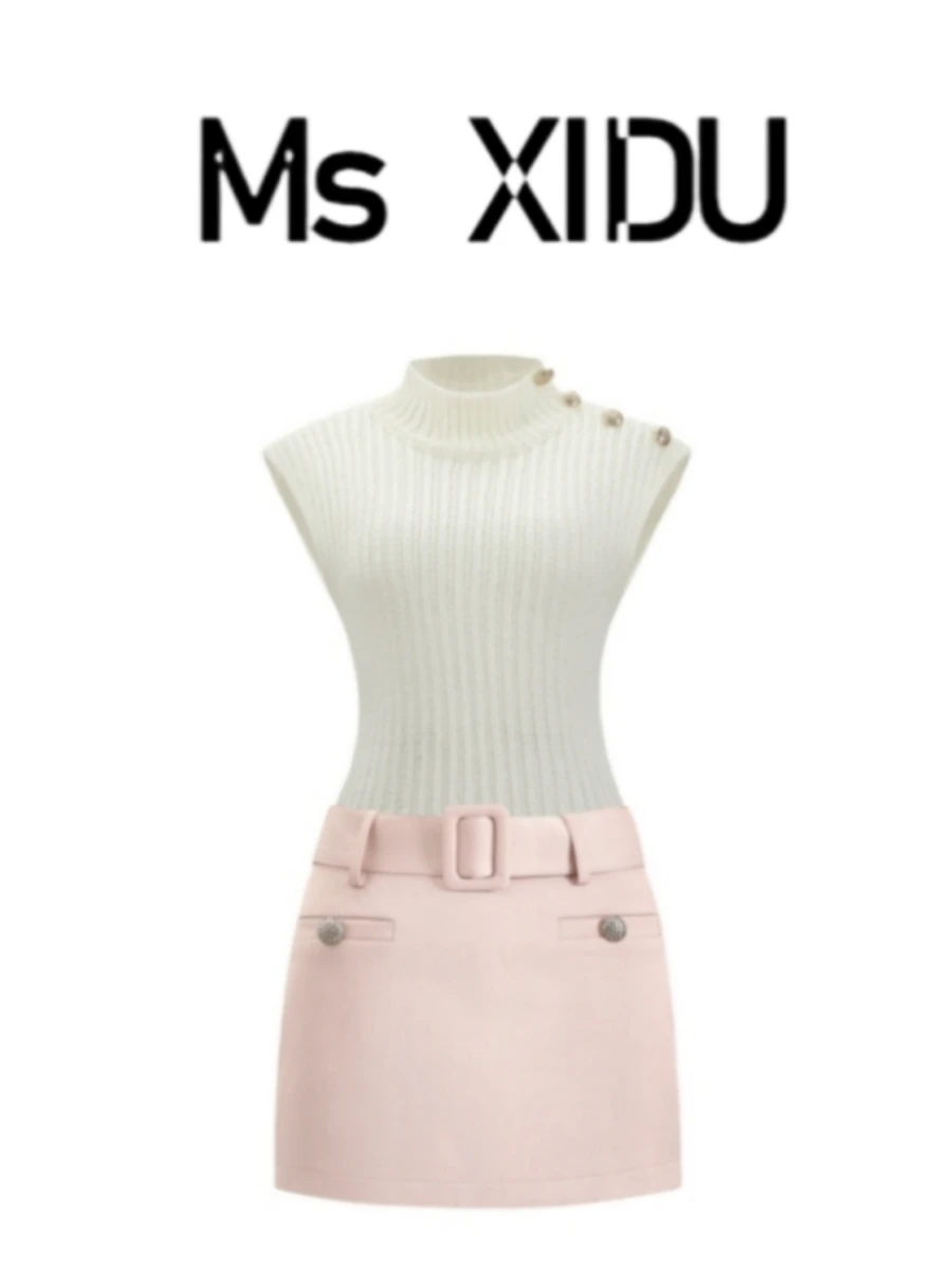

Pink A-Line Skirt And Top Set for Women Spring Summer New Style Miu System Hot Girl Half-length Skirt Fashion Set