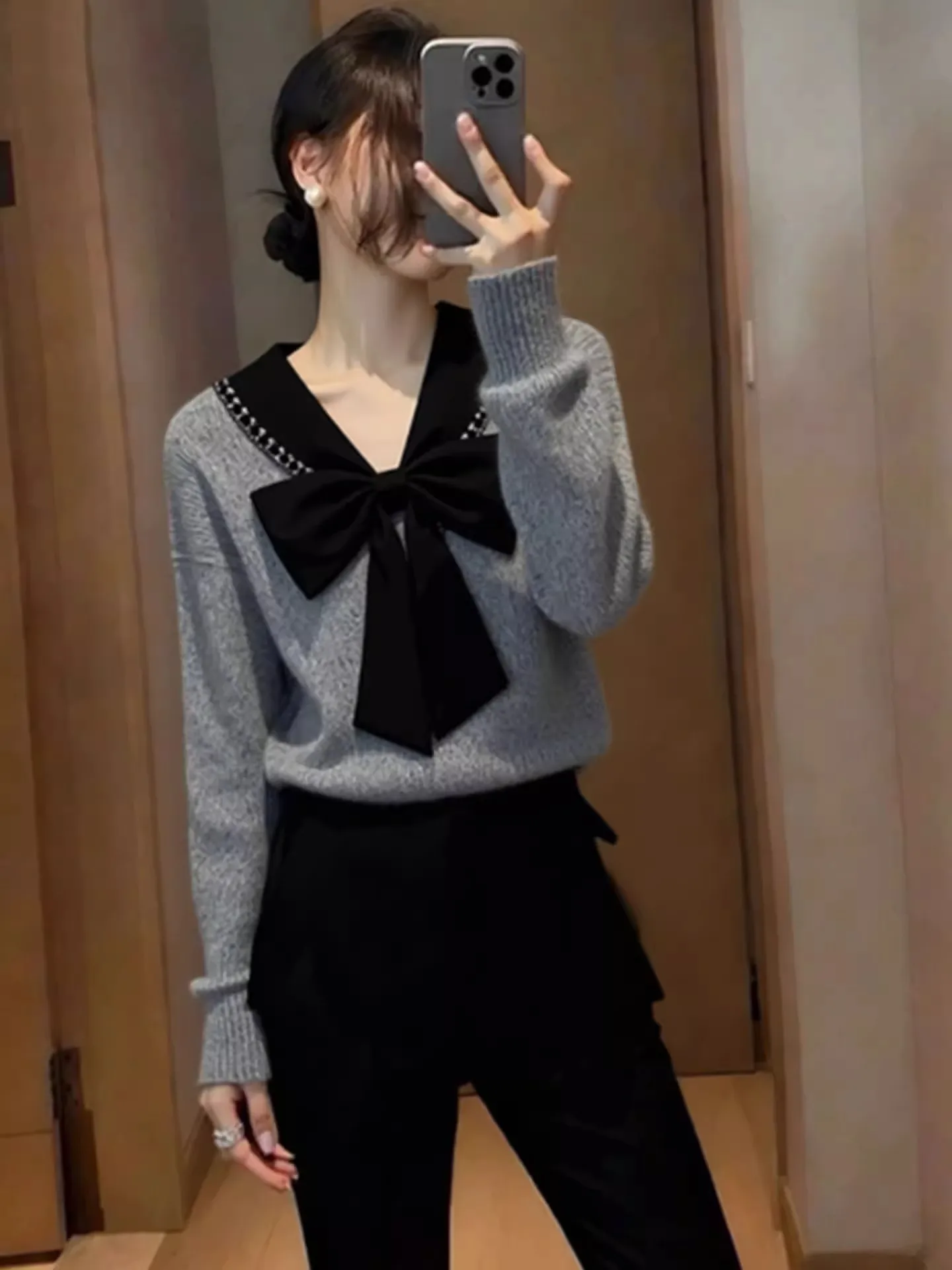 

Женский вязаный топ с длинным узлом све, осень-зима, ленивый Sle, высокая мода, утягивающая внутренняя одежда, свитер Ele V-Ne