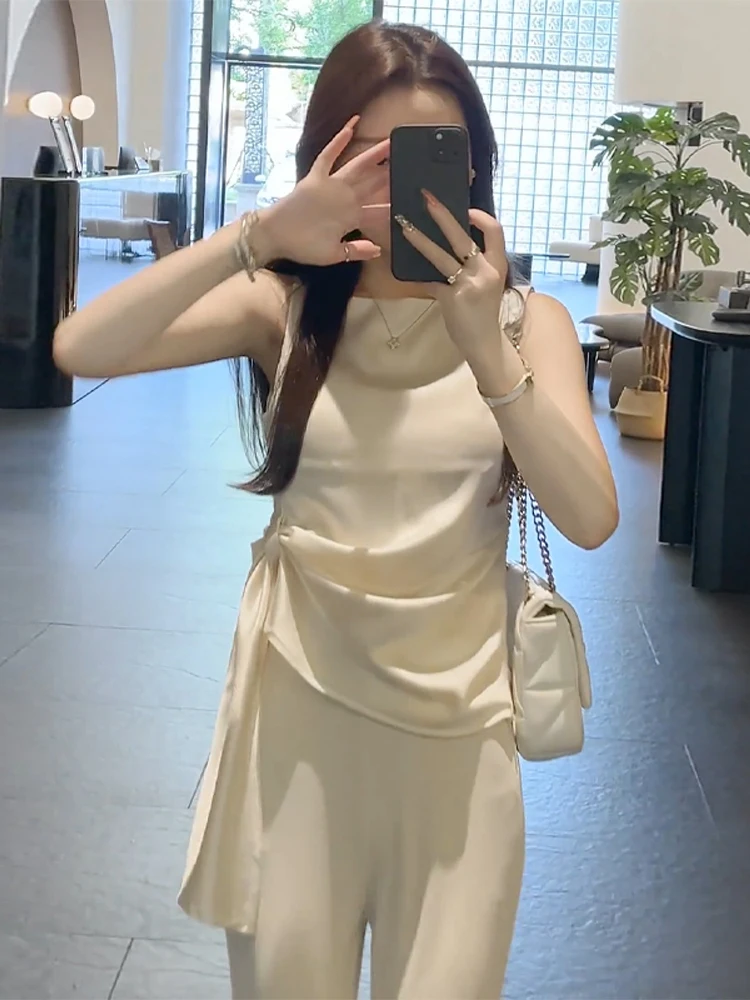 Faionable Afslankende Zomer Outfit Set Dames Unieke Sle Long Sve Tweedelige Set Leeftijdsverlagende Verberging ular Trend