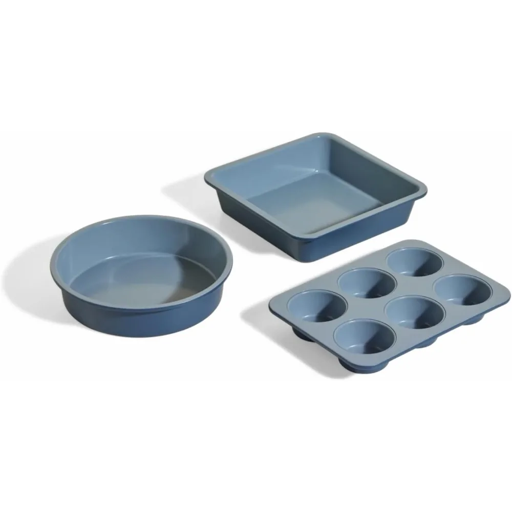 

Our Place Wonder Oven Baker’s Kit – 3-Piece Toxin-Free Ceramic Nonstick Bakeware Set (8” Round, 8” Square, 6-Cup Muffin Pan) - O