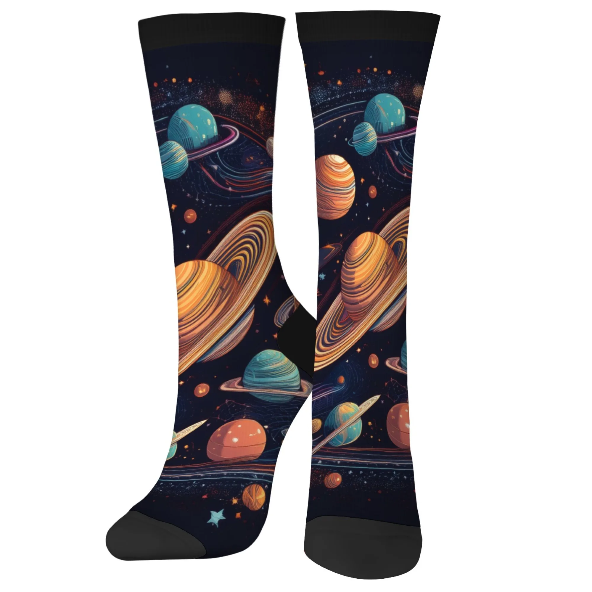 Lustige Cartoon-Universum-Planeten-Druck-Socken, Hip-Hop, Harajuku, Retro, glückliche Herren- und Damensocken, Neuheit, verrücktes Design, lässiges Geschenk