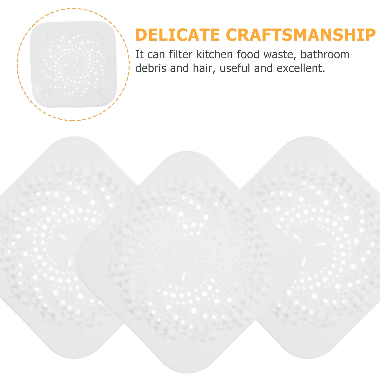 

4Pcs Hair Drain Cover for Shower Bathroom Bathtub Kitchen Square Design Silicone Hair Stopper Material Easy to Use