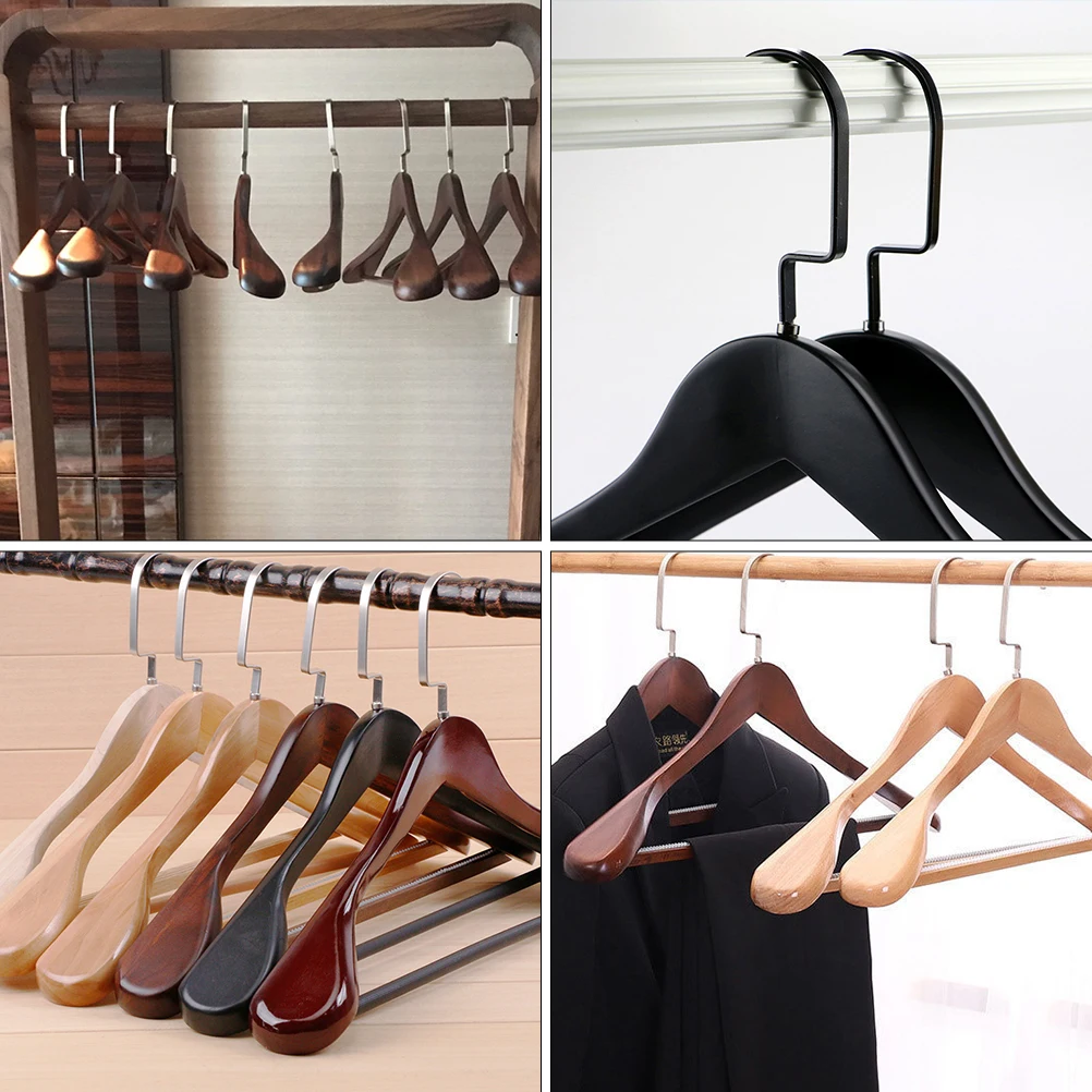 

1 pc Non-Slip Solid Wood Thicken Wide Coat Hanger Multi-Function Laundry Drying Rack For Bedroom Closet Dorm Storage Useful Suit