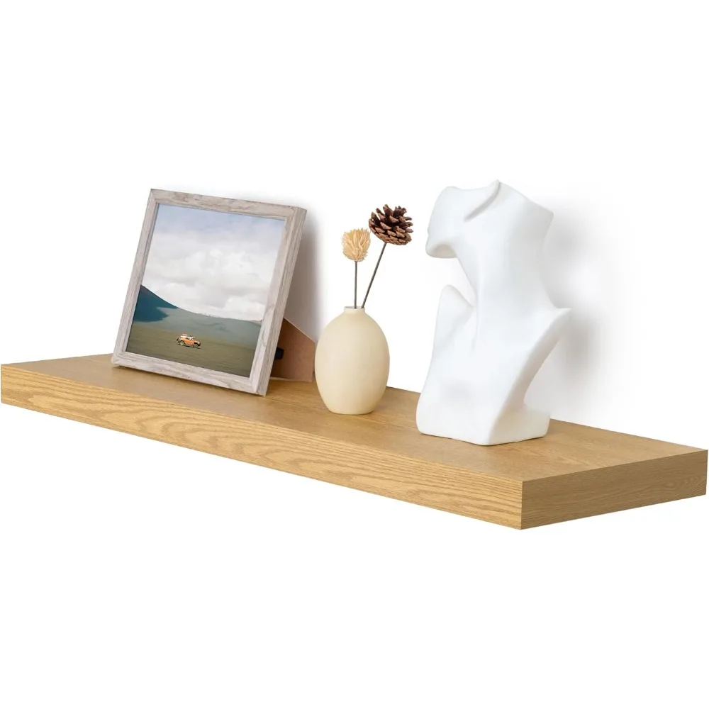 

12" Deep Floating Shelves Wall Mounted, Large Storage Floating Decorative Shelf Display Hanging Shelf, Deep Oak Shelves，Set of 1