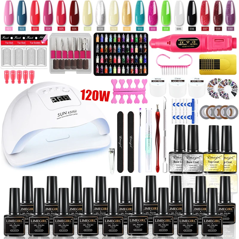 

Limegirl Semi-Permanent Nail Kit 8ml Nail Complete Kit mit UV/LED Nail Lamp USB Nail Dill Machine Semi-Permanent Nail Kit