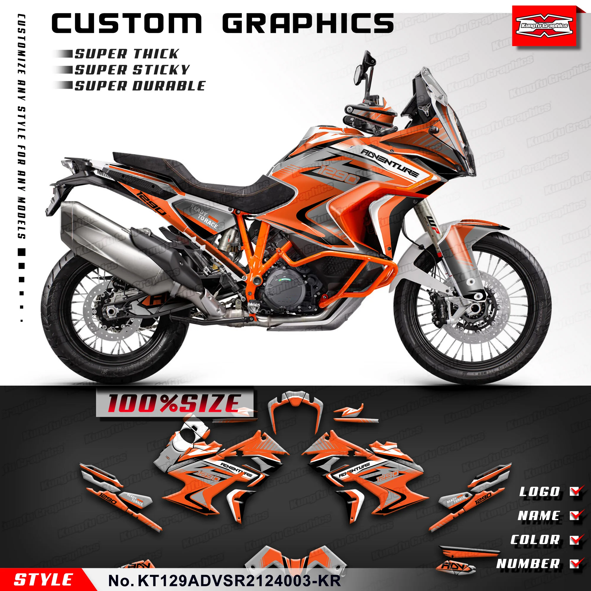 

KUNGFU GRAPHICS Adhesive Sticker Wrap Design for KTM 1290 Super Adventure S / Super ADV R 21 22 23 24, KT129ADVSR2124003-KR