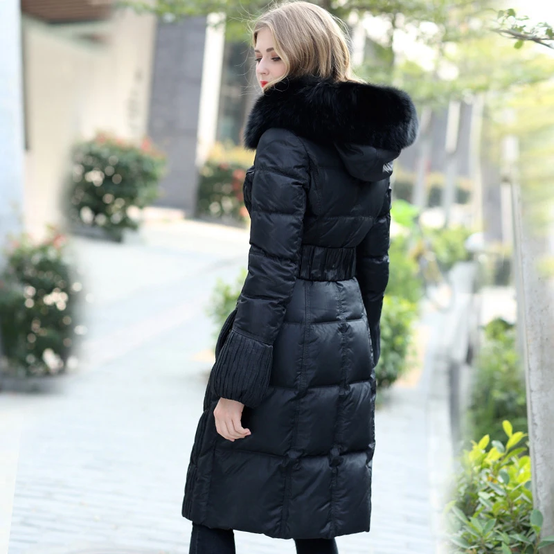 2022 Winter New Women Clothing High-end Fox Fur Collar Thickened Slim Long Down Jacket for Women Fashion Casual Hooded Coat FCY